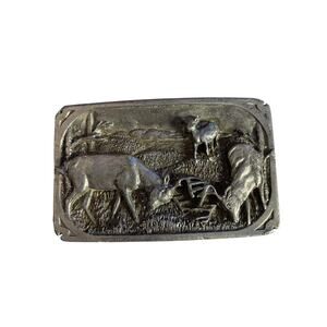Siskiyou Belt Buckle 1980’s Pewter Buck Deers With Doe